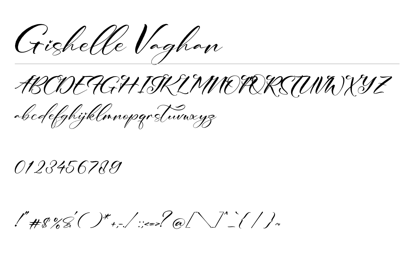 Gishelle Vaghan Font preview