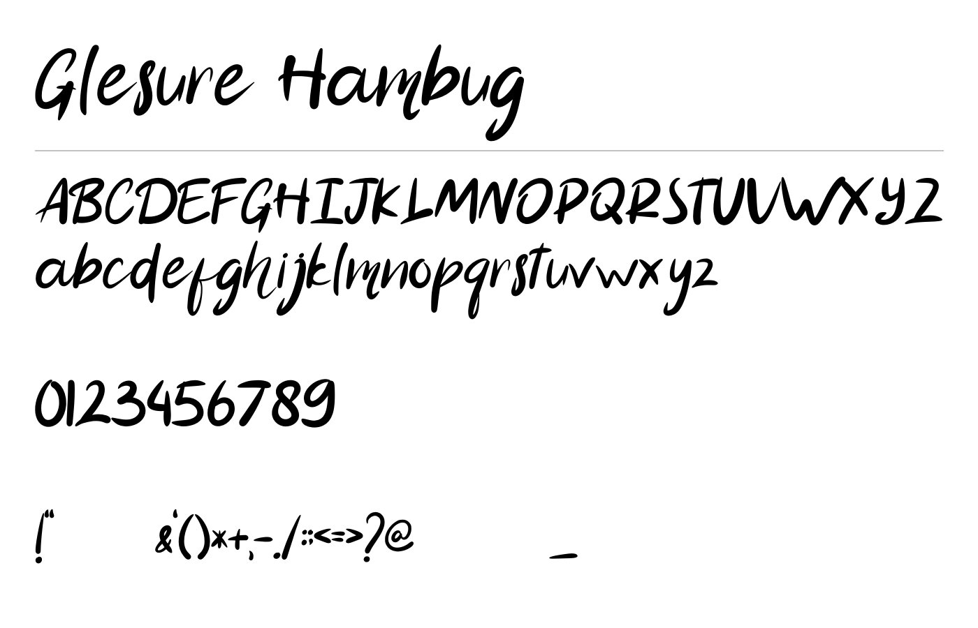 Glesure Hambug Font preview