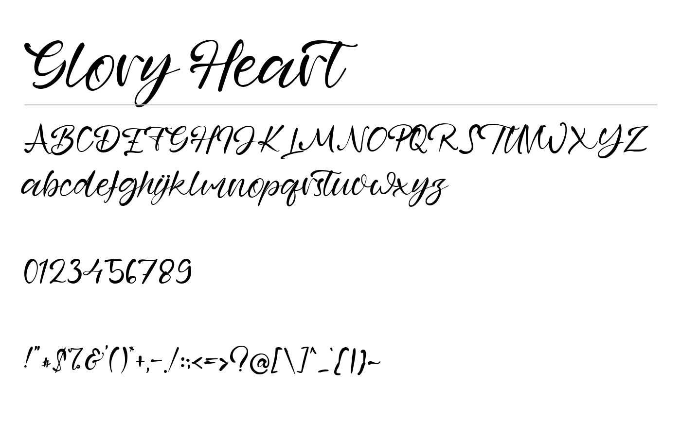 Glory Heart Font preview