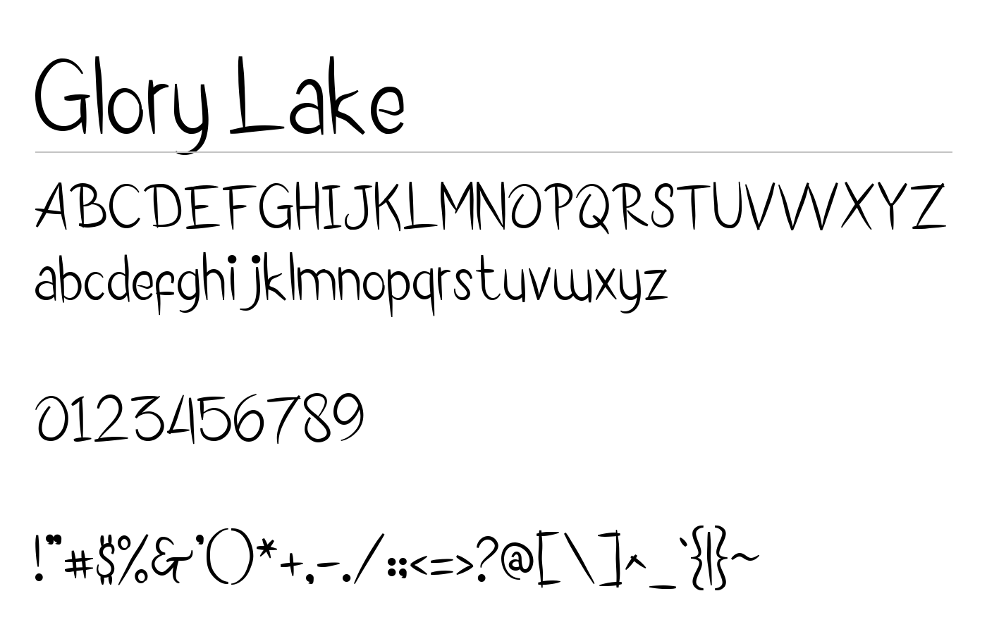 Glory Lake Font preview
