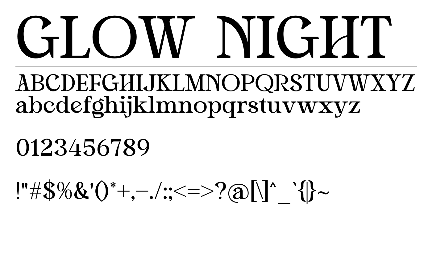 Glow Night Font preview