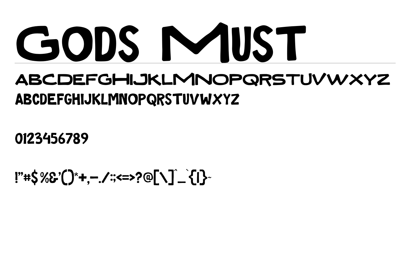 Gods Must Font preview