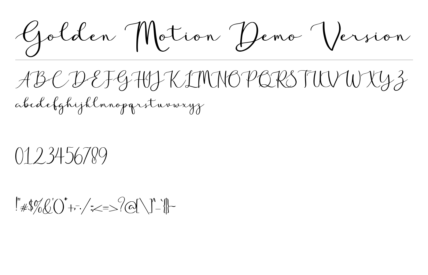Golden Motion Font preview