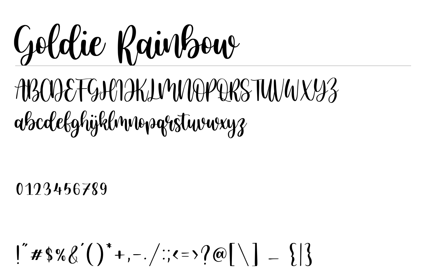 Goldie Rainbow Font preview