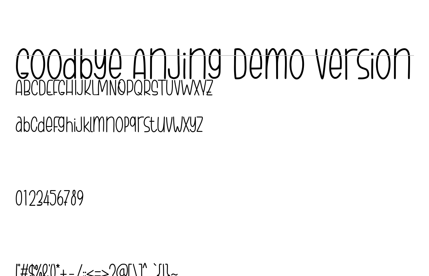 Goodbye Anjing Font preview