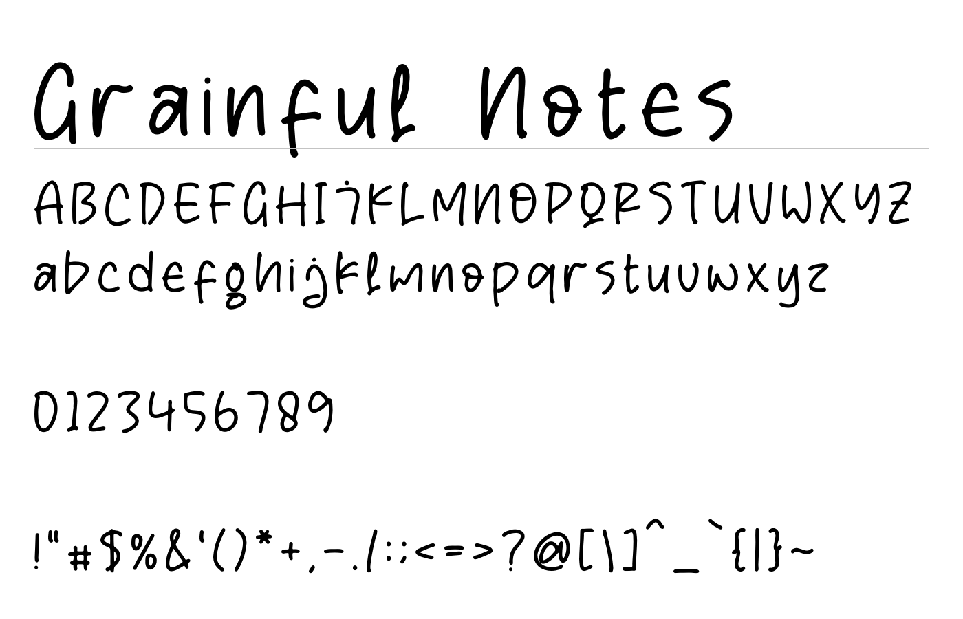 Grainful Notes Font preview