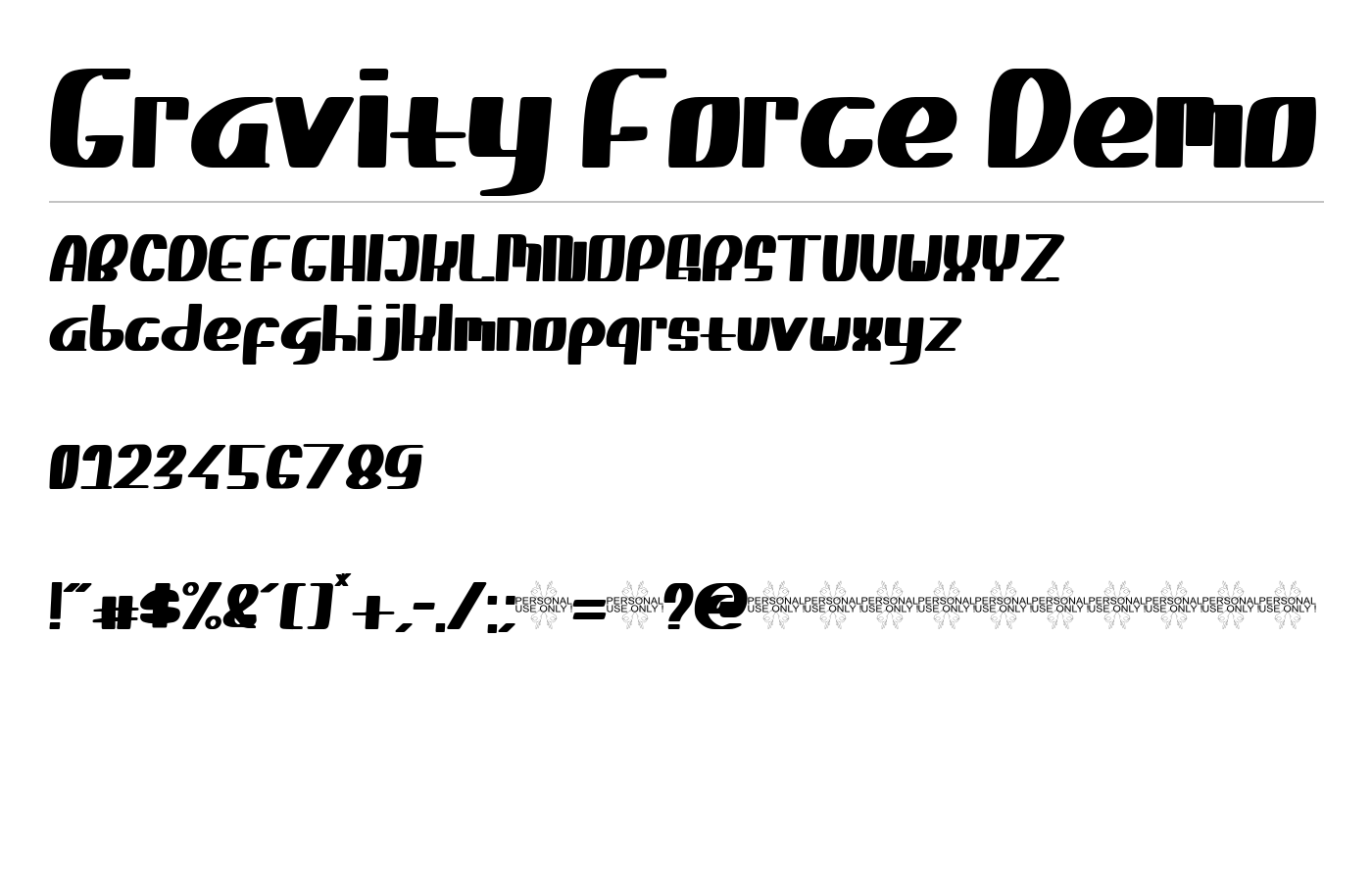 Gravity Force Font preview