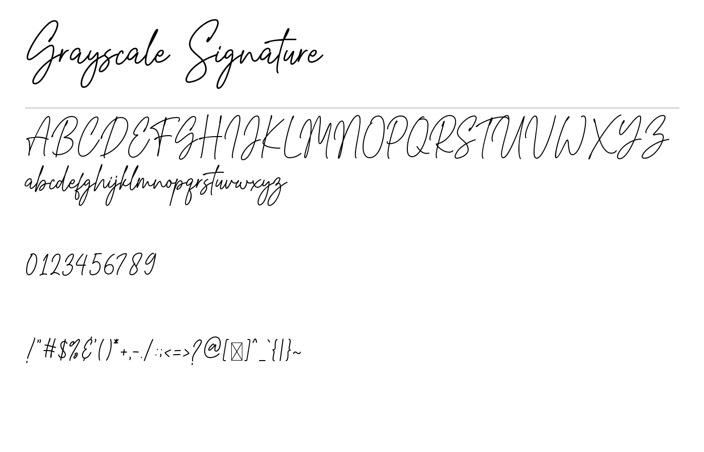 Grayscale Signature Font preview