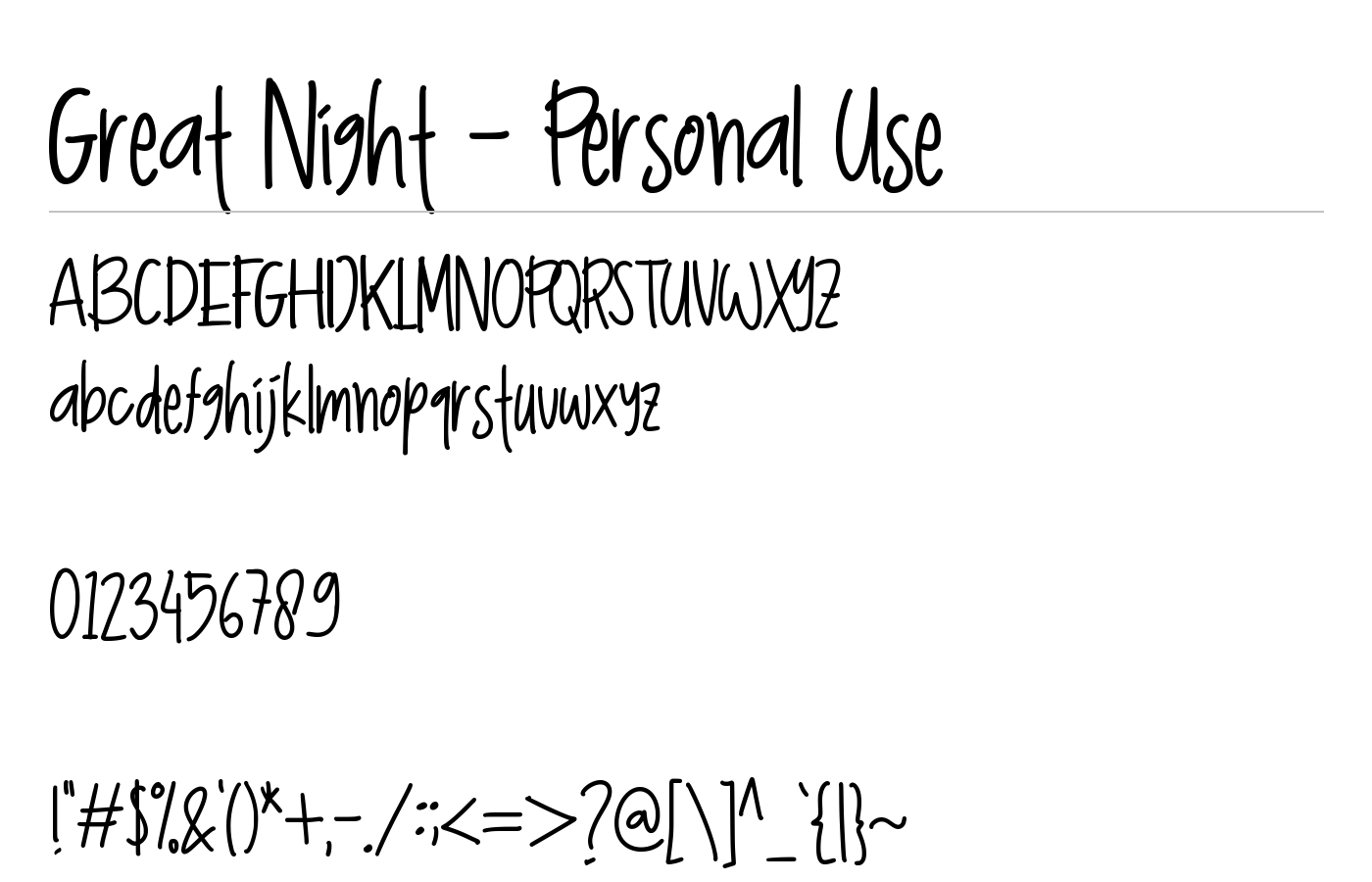 Great Night Font preview