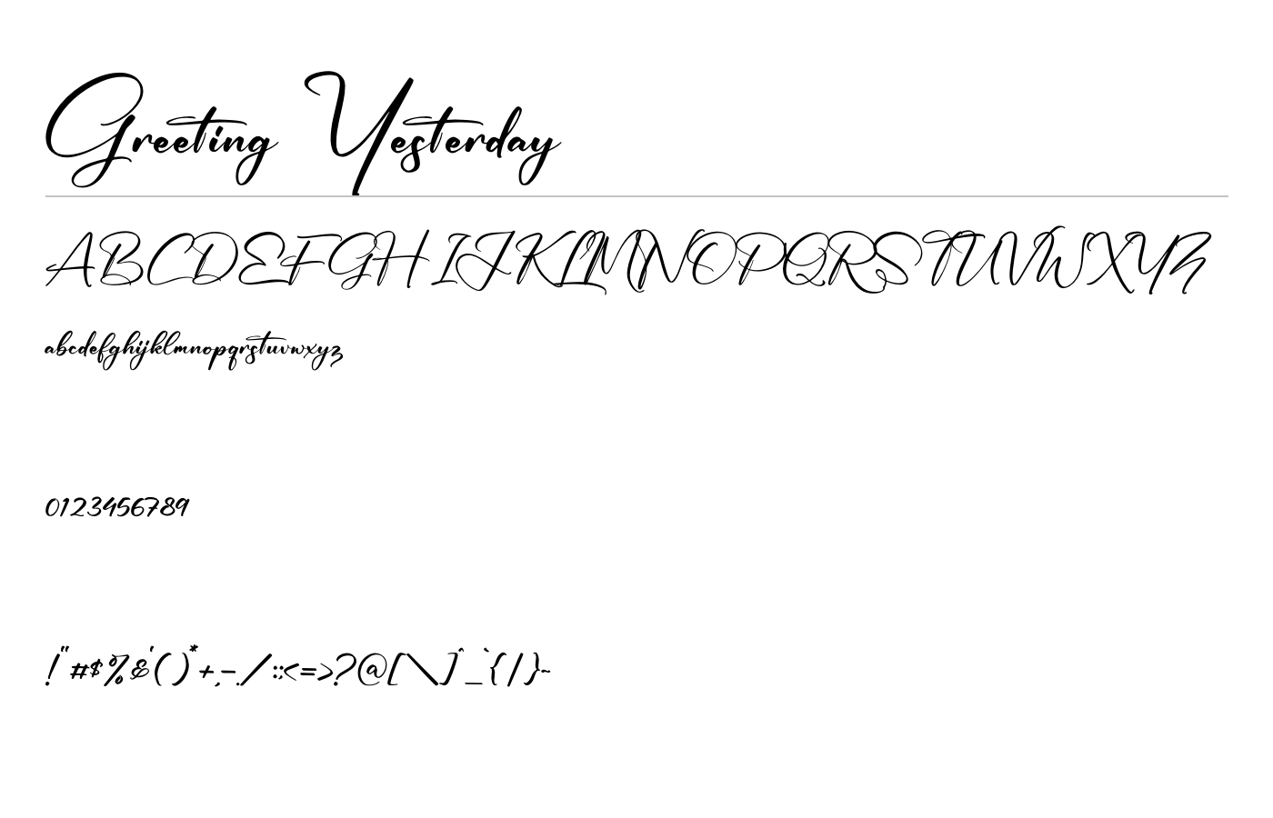 Greeting Yesterday Font preview