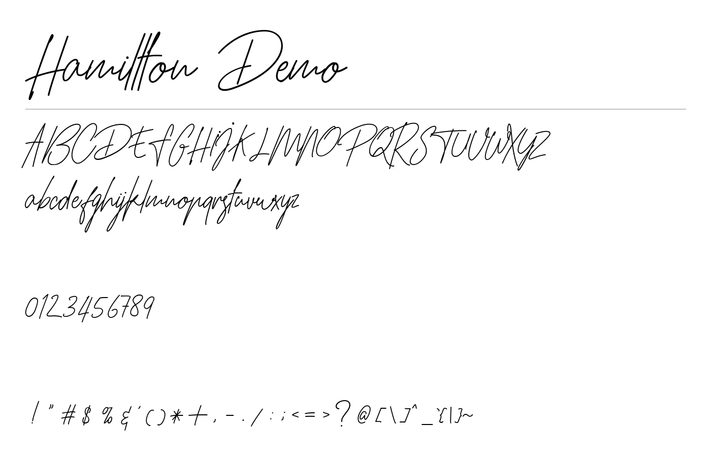 Hamillton Signature Font Demo preview
