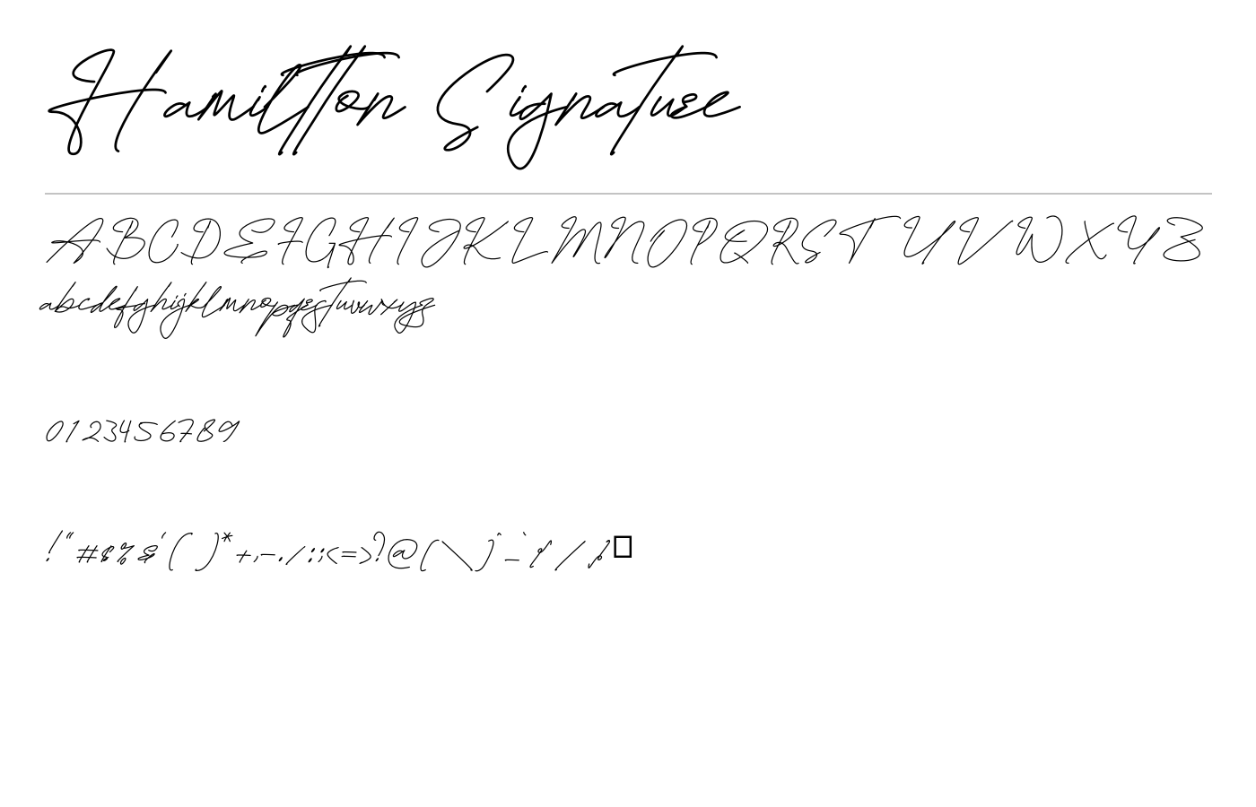 Hamiltton Signature Font preview