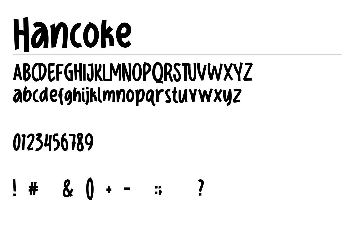 Hancoke Font preview
