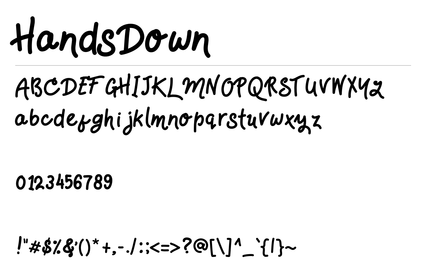 Hands-Down Typeface preview