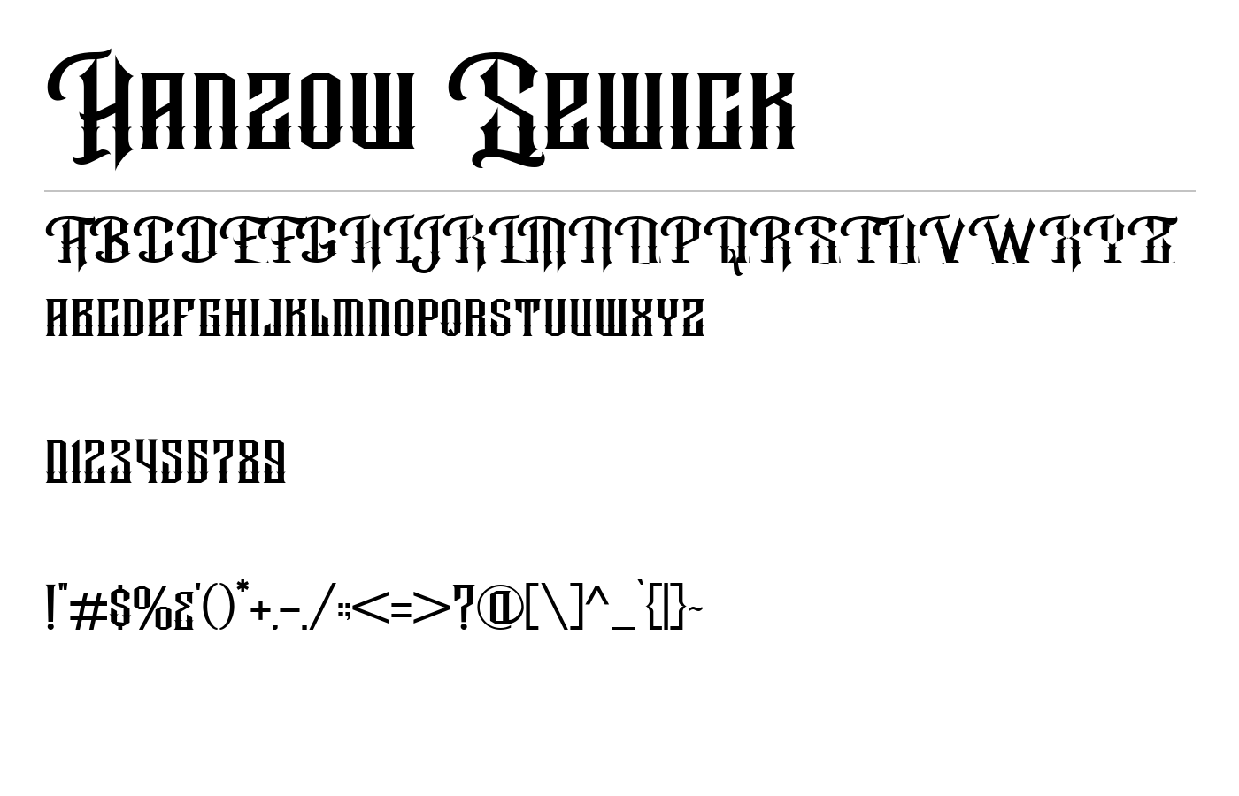 Hanzow Sewick Font preview