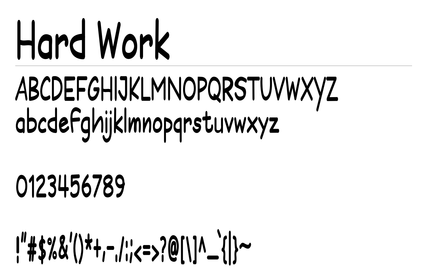 Hard Work Font preview