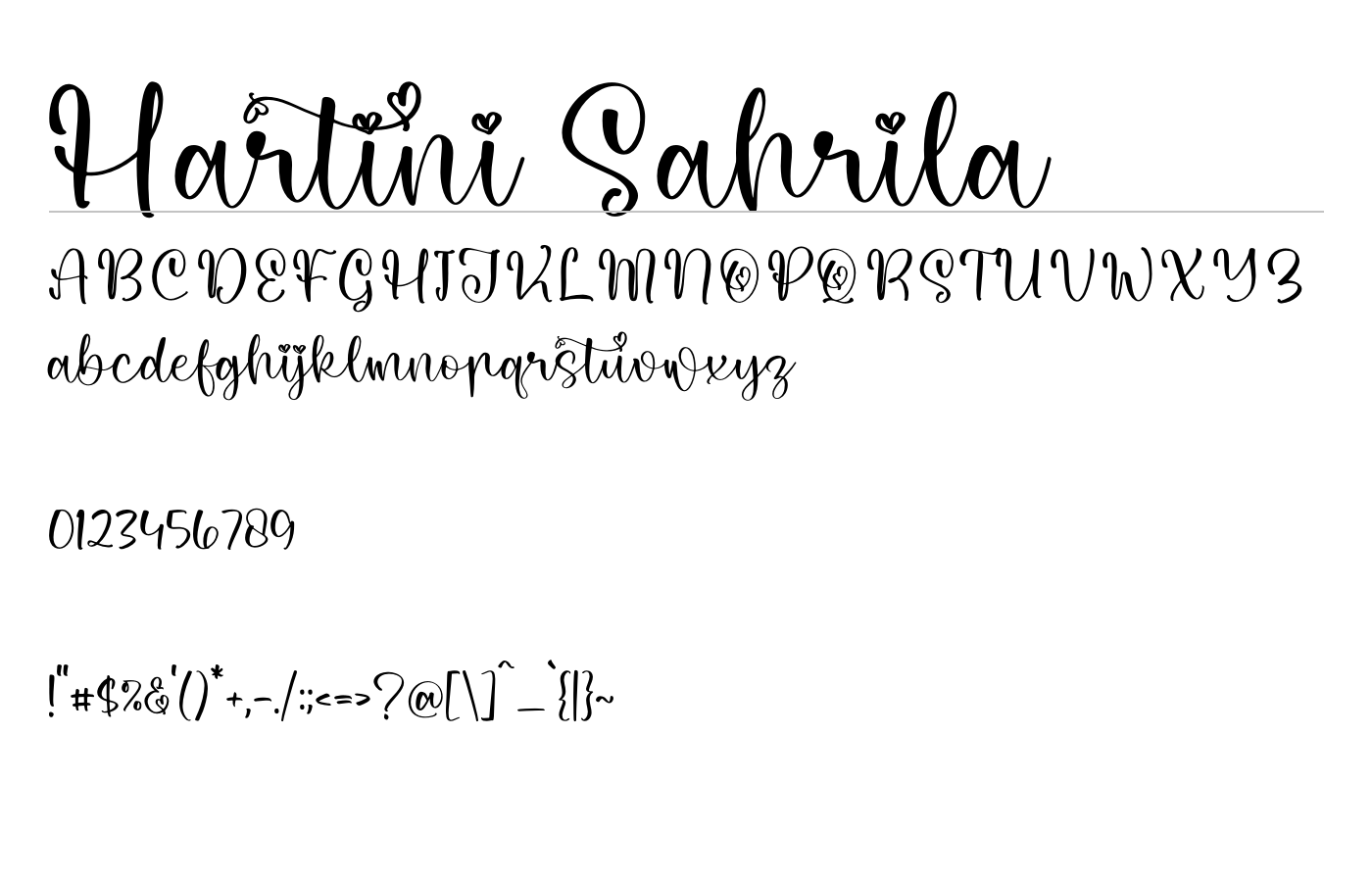 Hartini Sahrila Font preview
