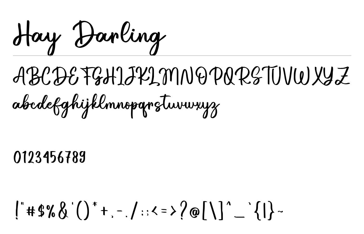 Hay Darling Font preview