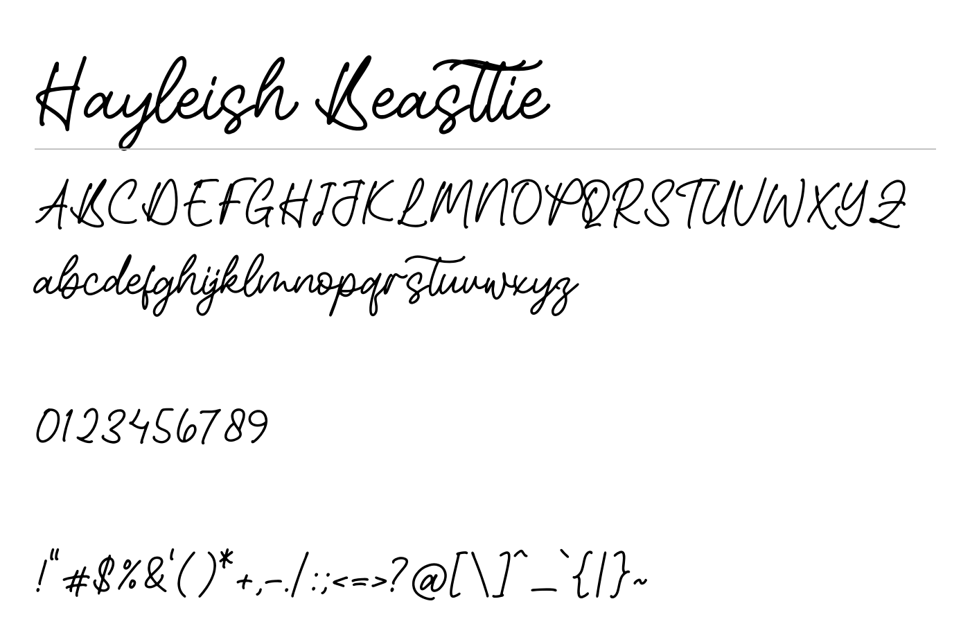 Hayleish Beasttie Font preview