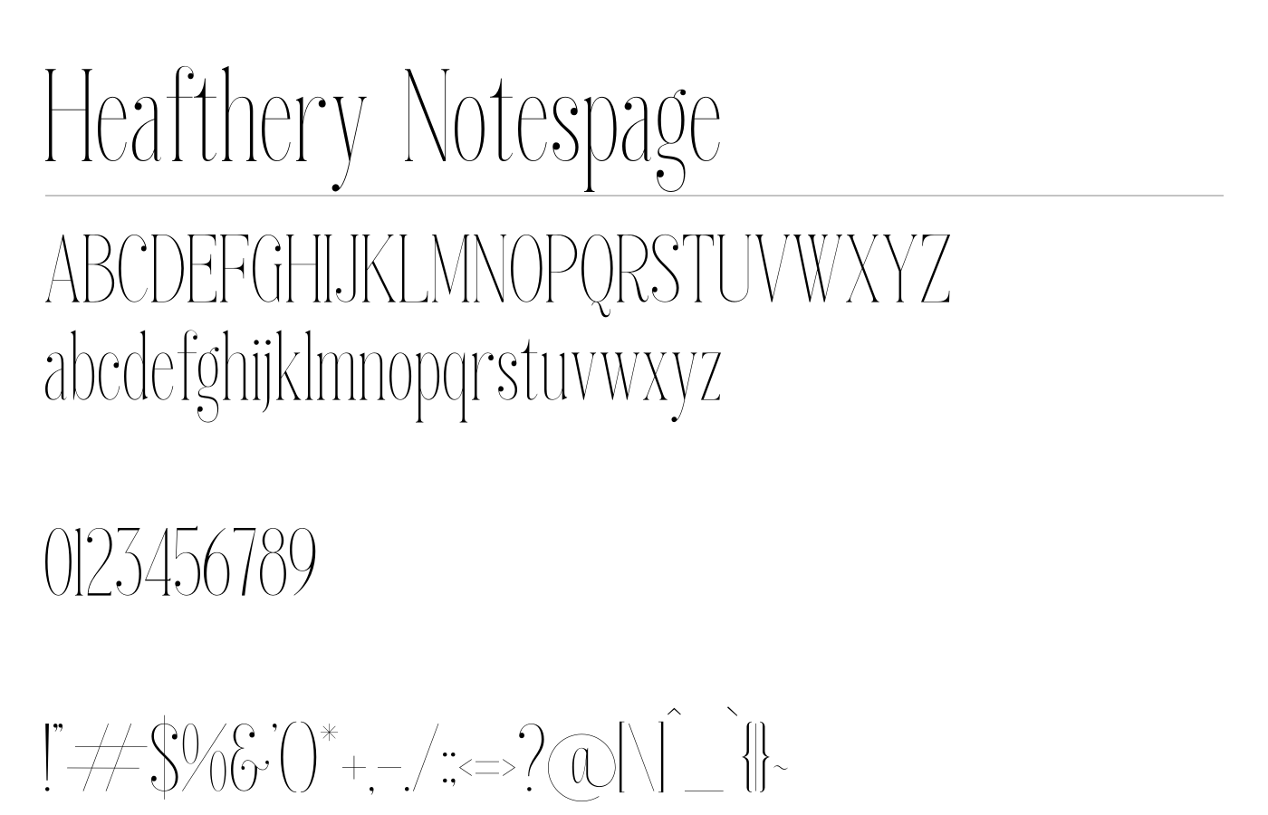 Heafthery Notespage Font preview