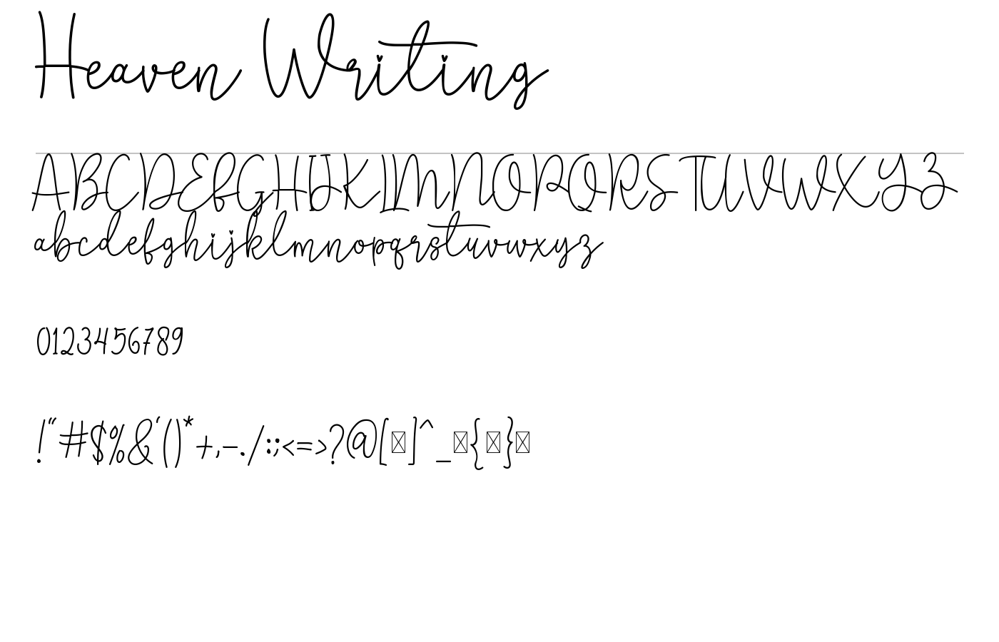 Heaven Writing Font preview