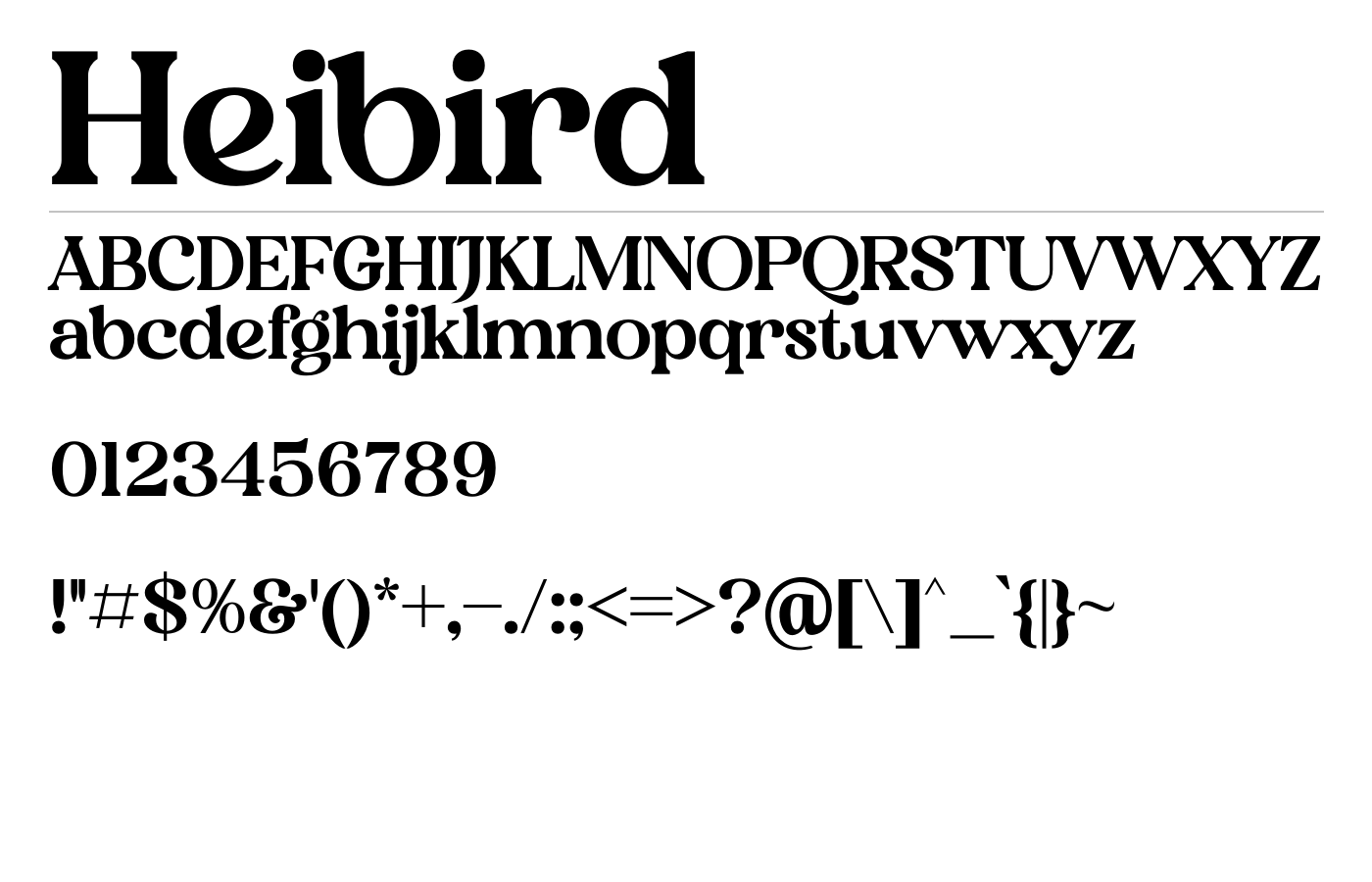 Heibird Typeface Font preview