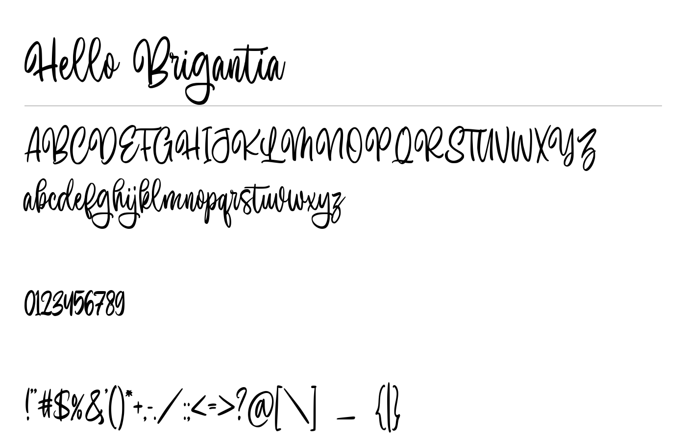 Hello Brigantia Font preview
