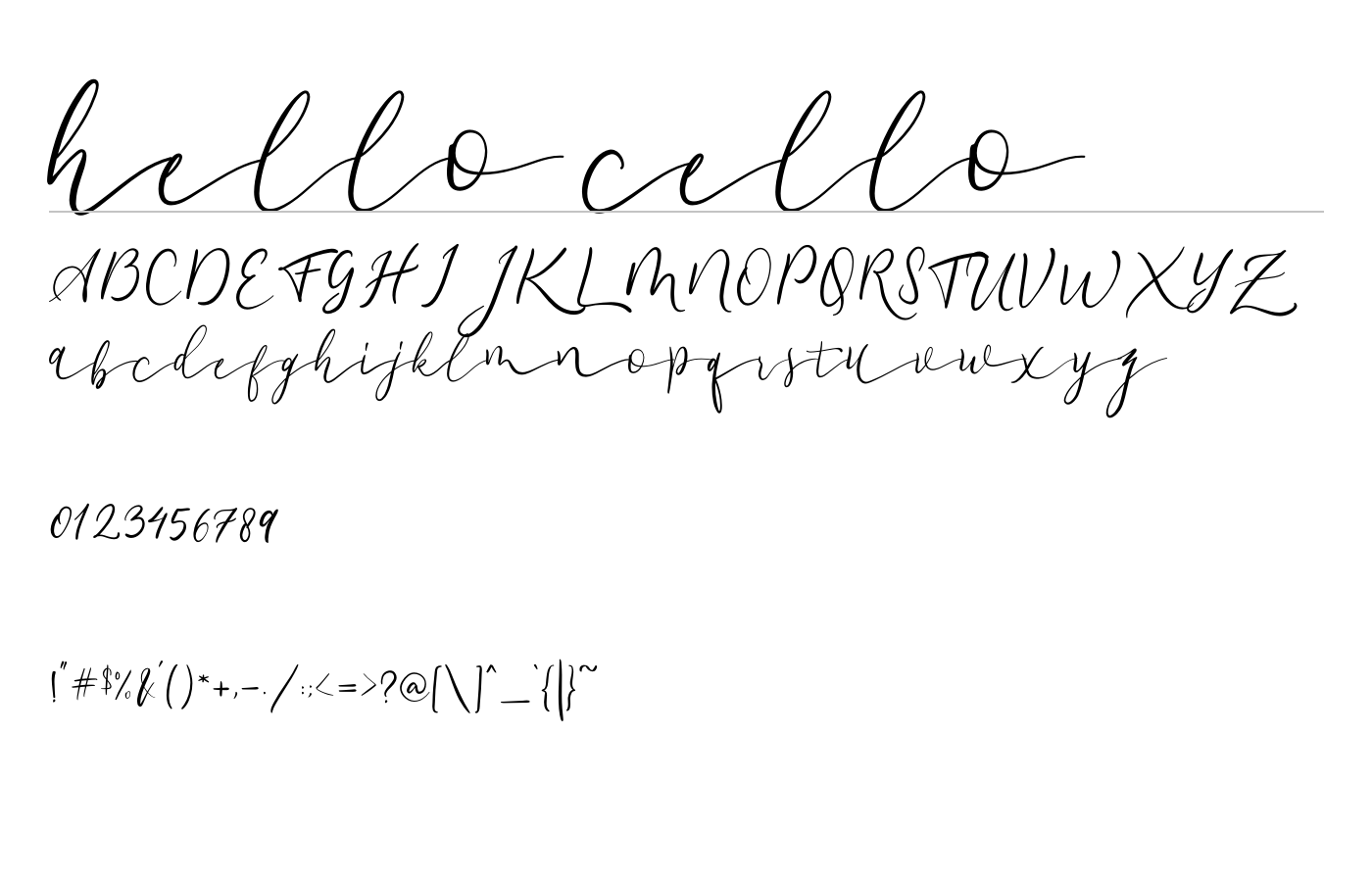 Hello Cello Font preview