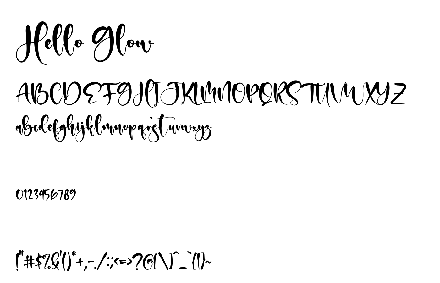 Hello Glow Font preview