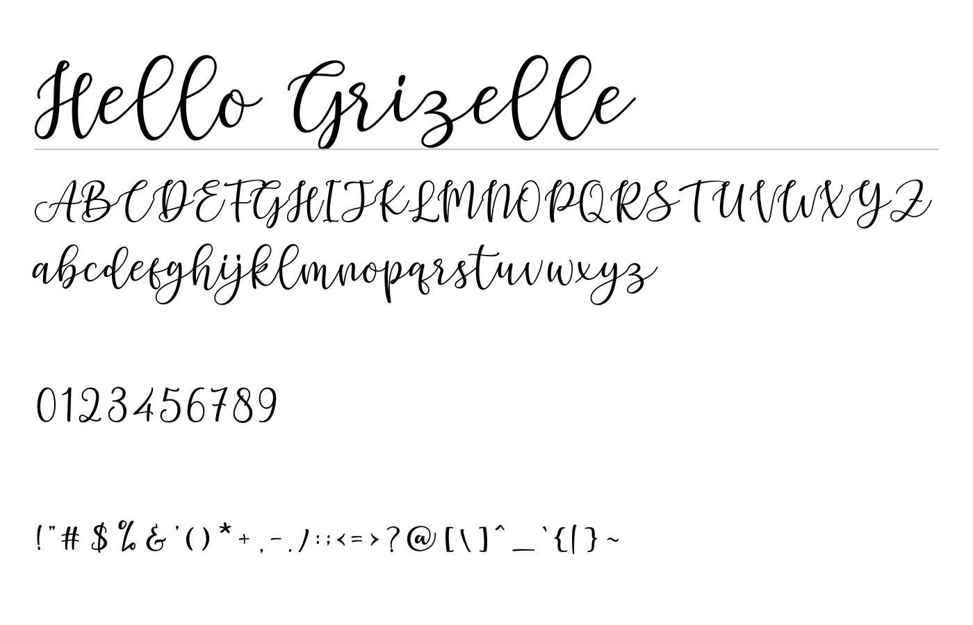 Hello Grizelle Font preview