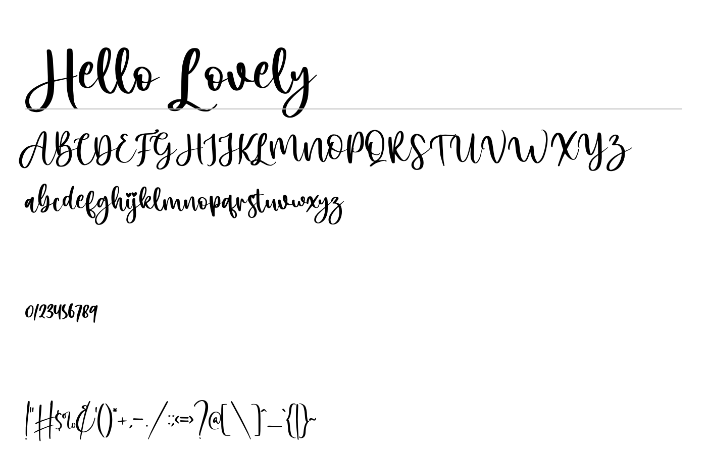 Hello Lovely Font preview