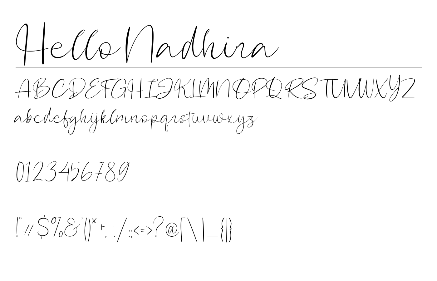 Hello Nadhira Font preview