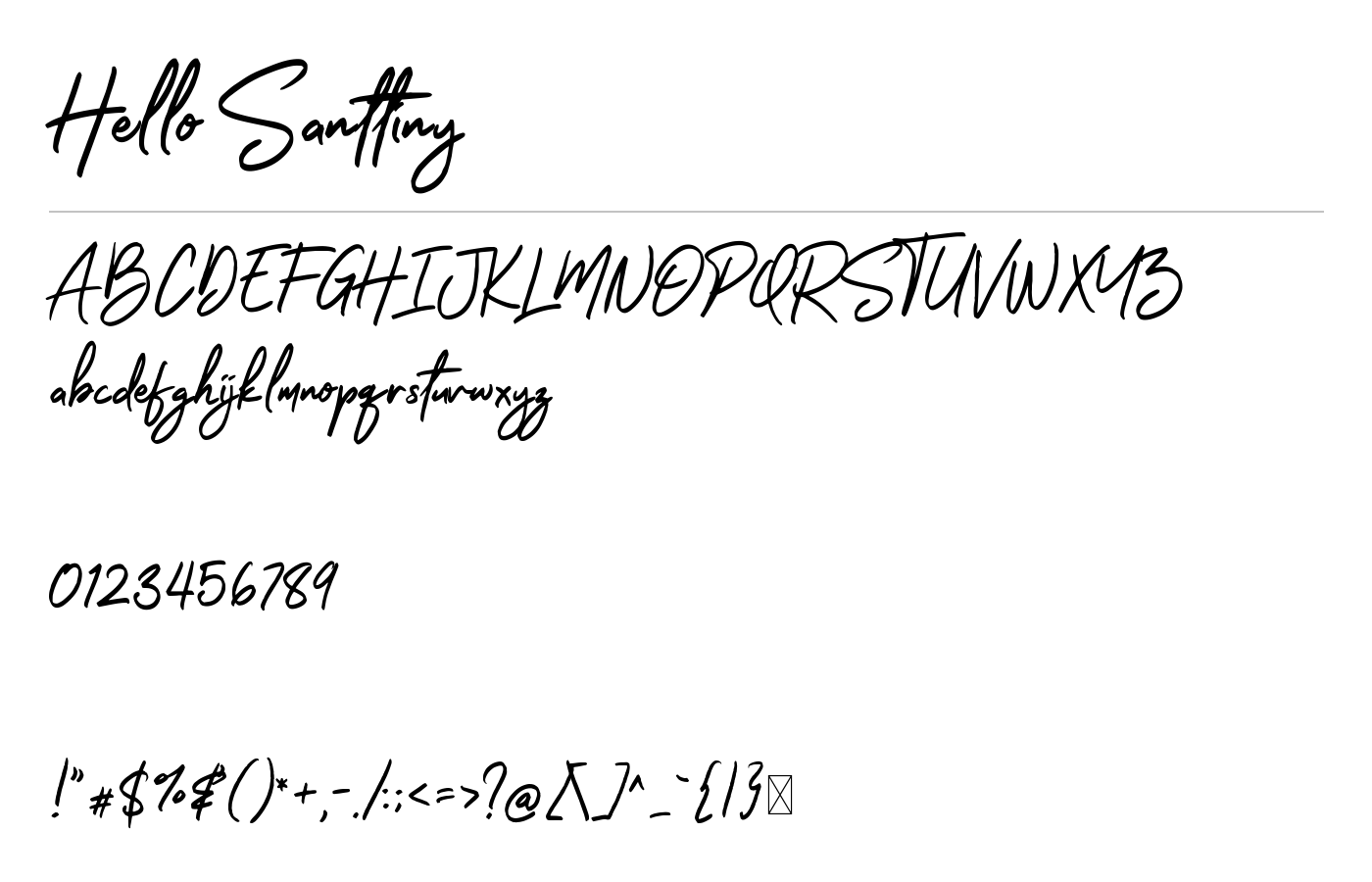 Hello Santtiny Brush Script preview