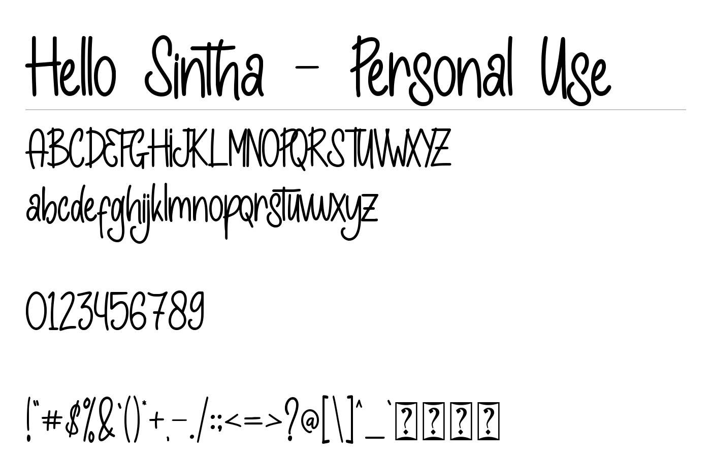 Hello Sintha Font preview