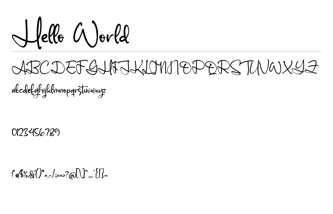 Hello World Font preview