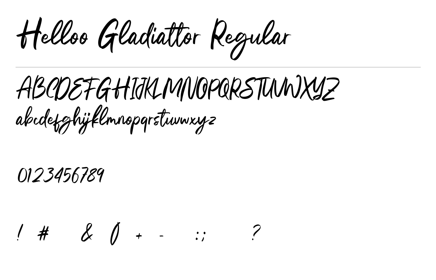 Helloo Gladiattor Font preview