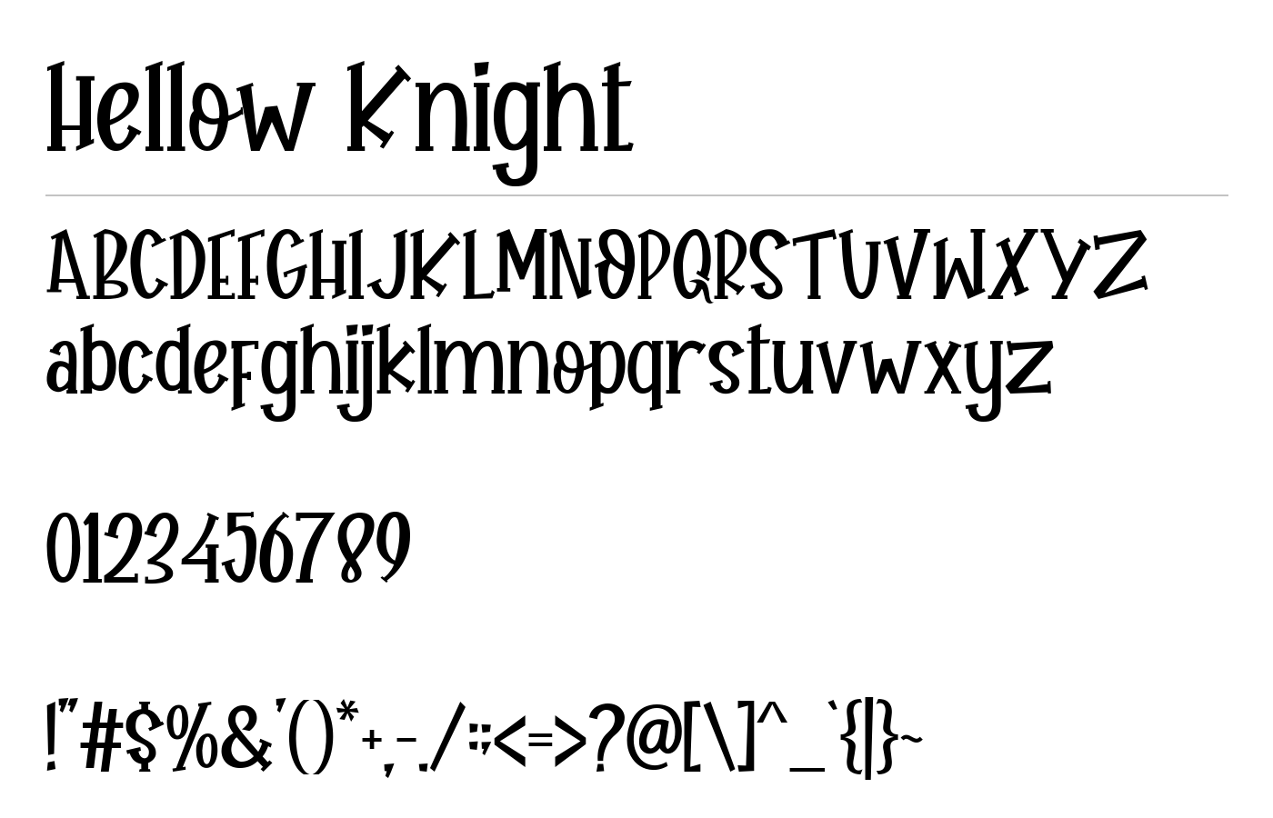 Hellow Knight Font preview