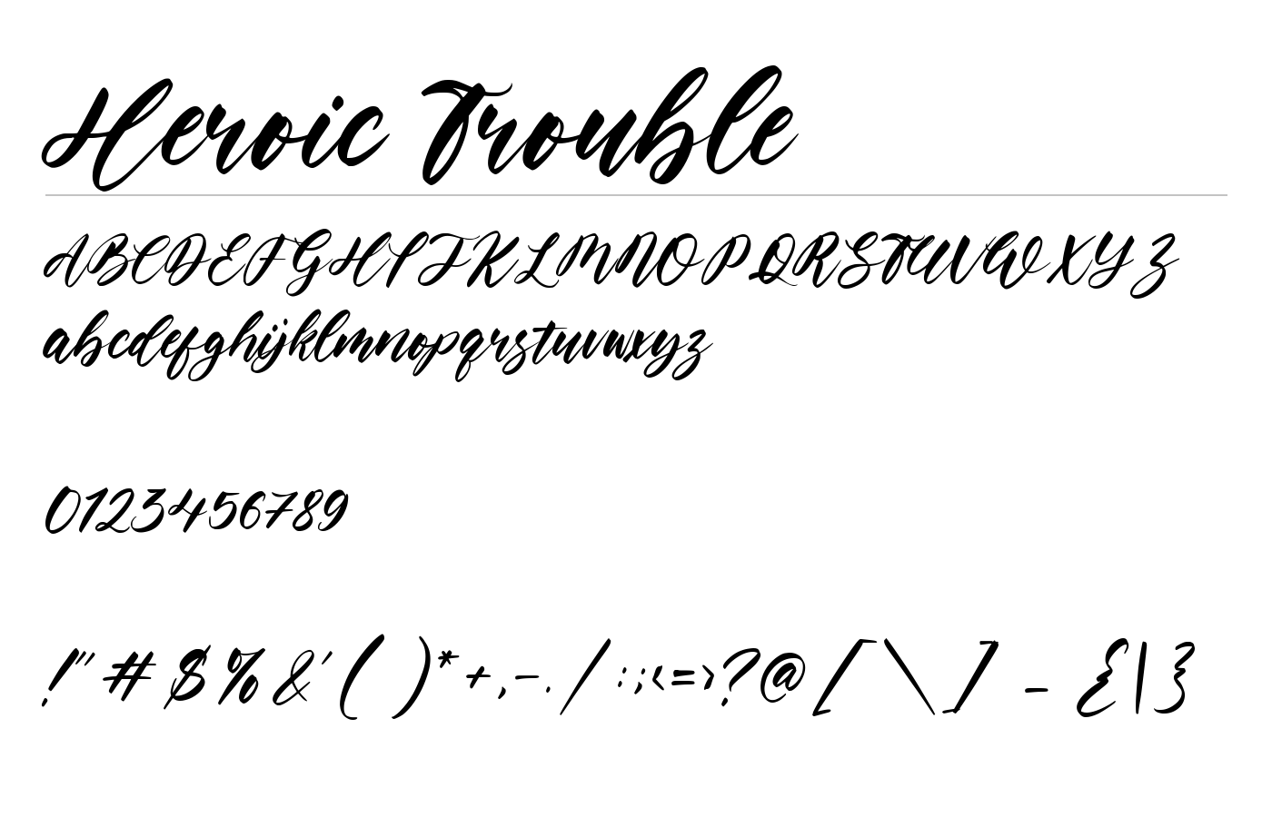 Heroic Trouble Font preview