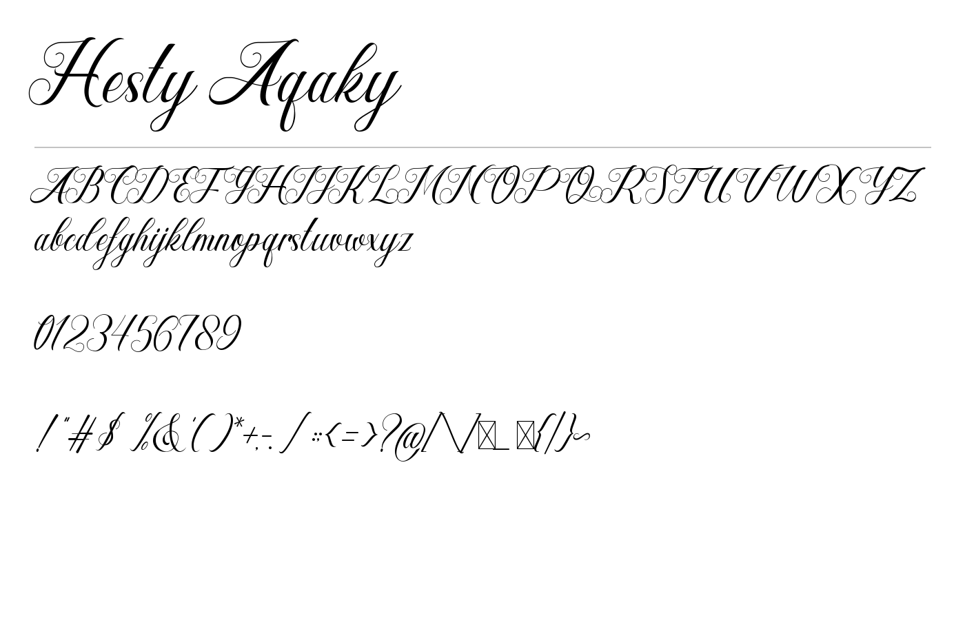 Hesty Aqaky Font preview