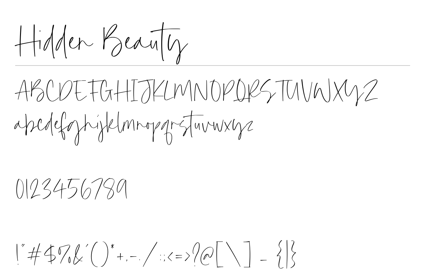 Hidden Beauty Font preview
