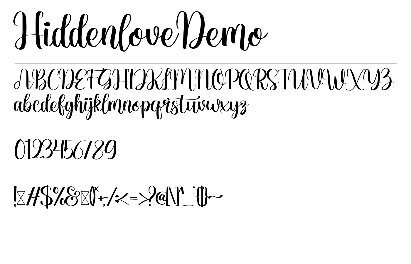 Hiddenlove Font preview
