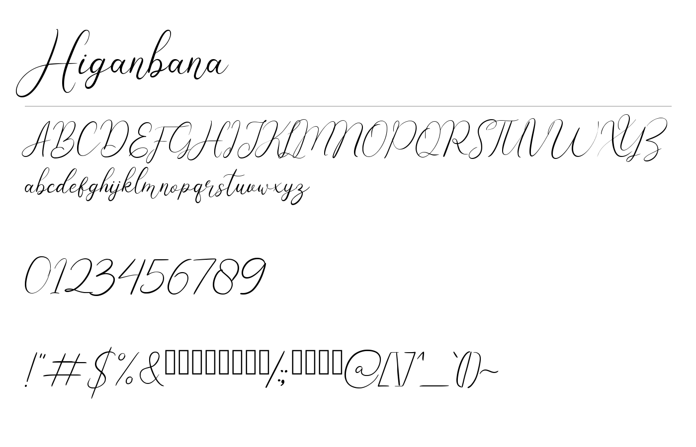 Higanbana Font preview