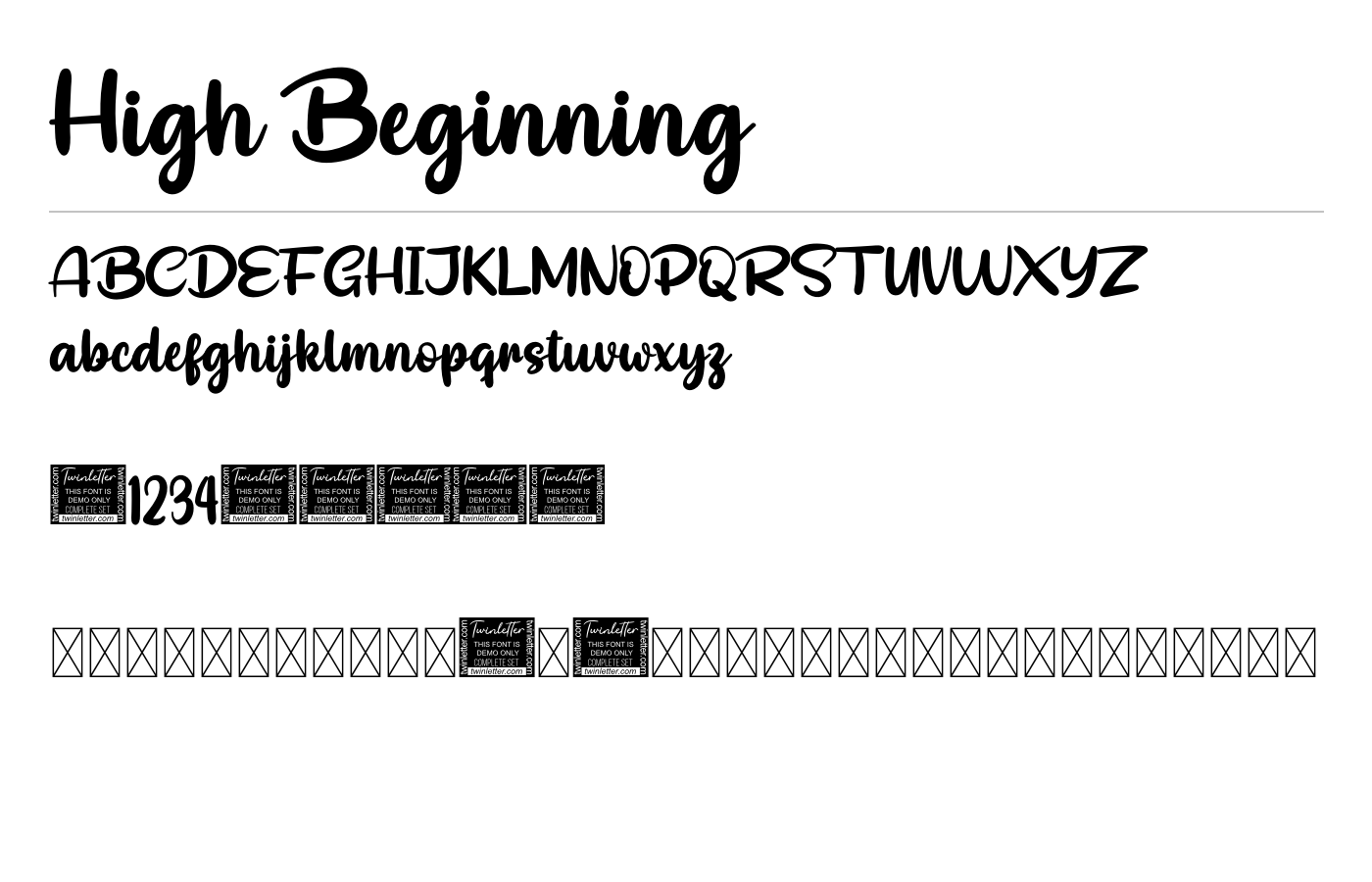 High Beginning Font preview