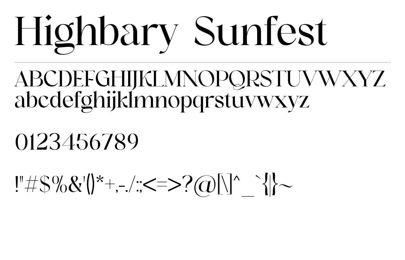Highbary Sunfest Font preview