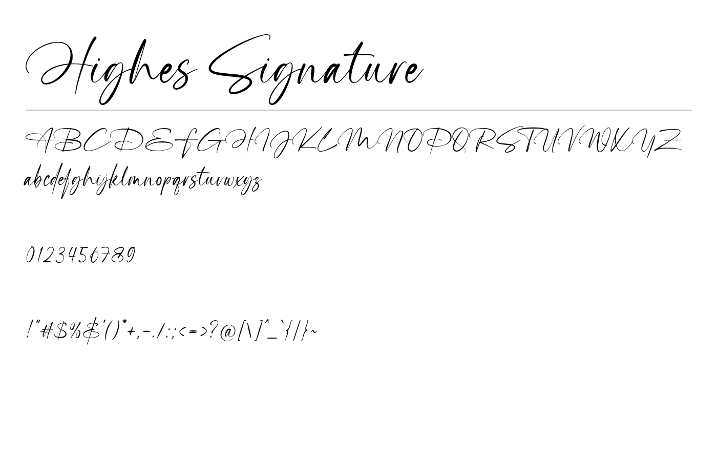 Highes Signature Font preview