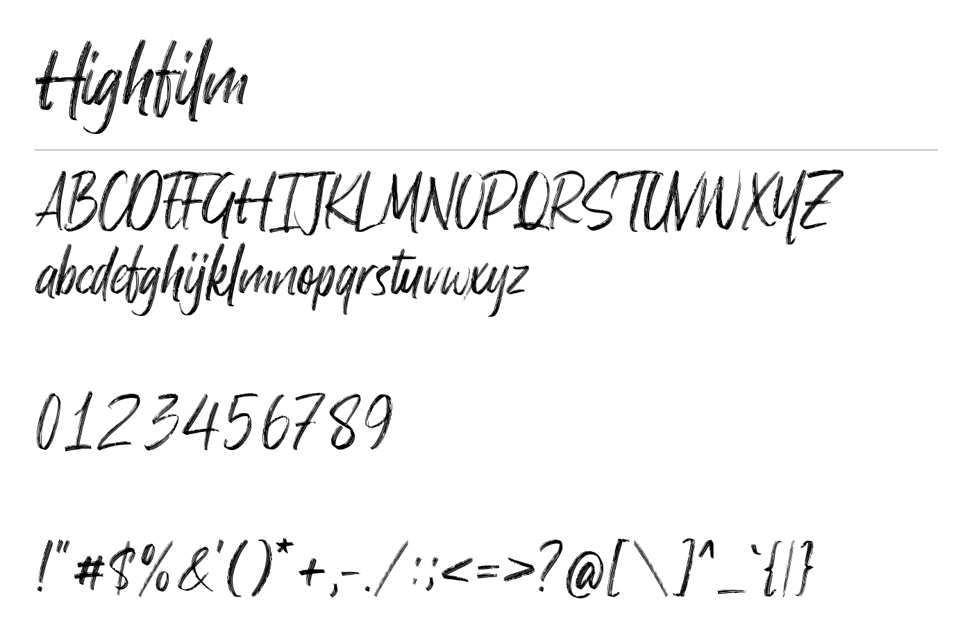 Highfilm Font preview
