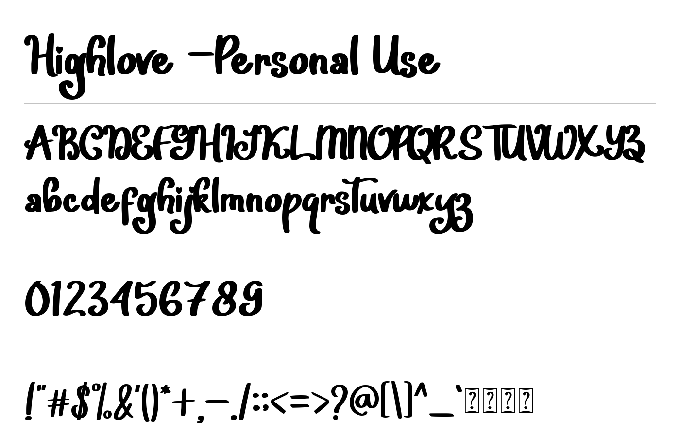 Highlove Font preview