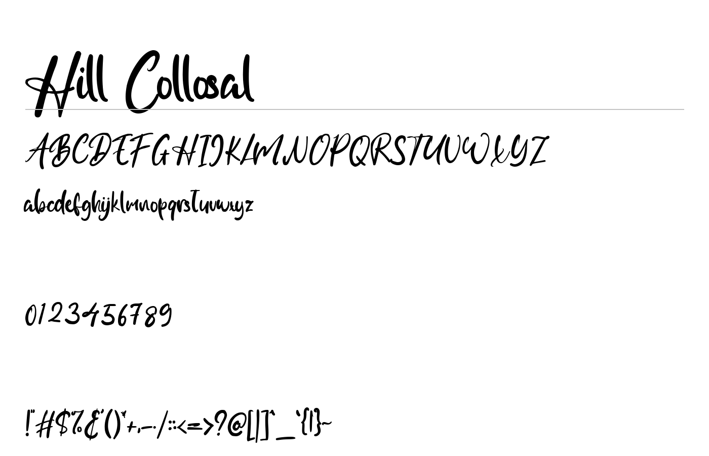 Hill Collosal Font preview