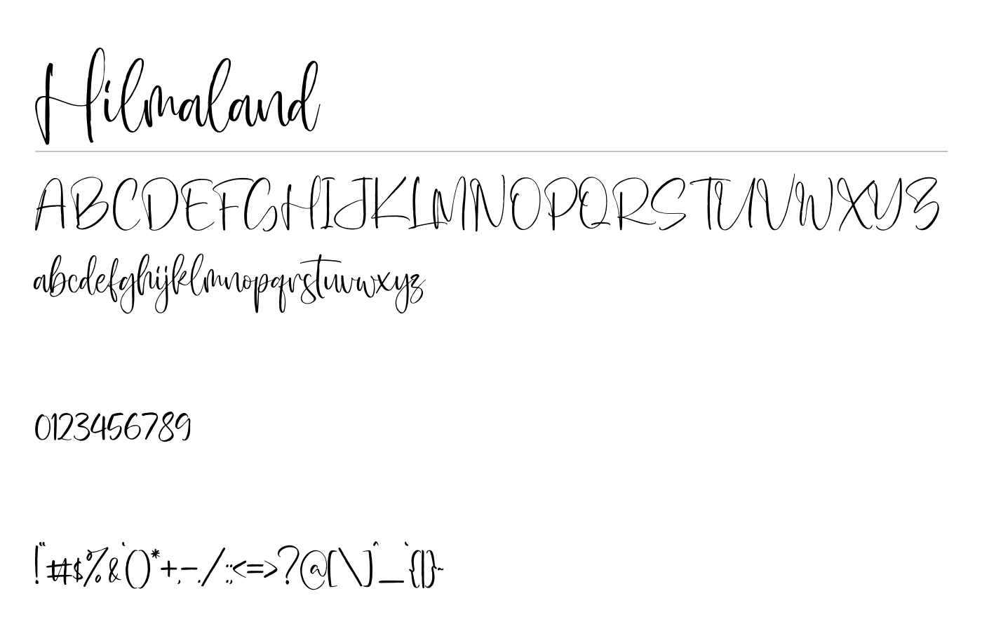 Hilmaland Font preview