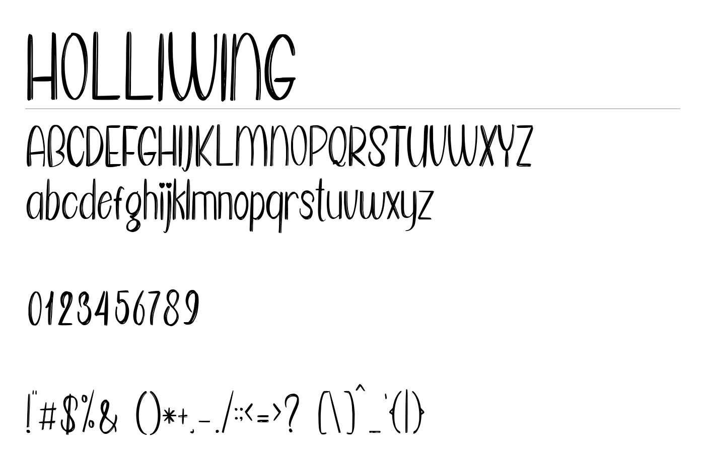 Holliwing Font preview
